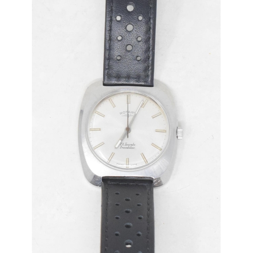 289 - A gentleman's stainless steel Rotary wristwatch, with baton indices and centre seconds