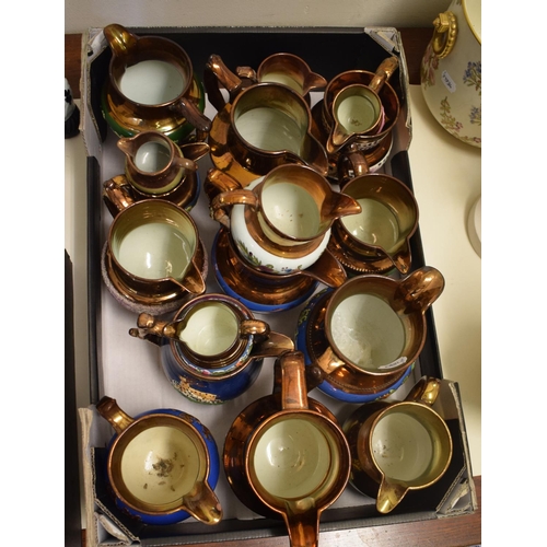 552 - A collection of Victorian copper lustre jugs (box)