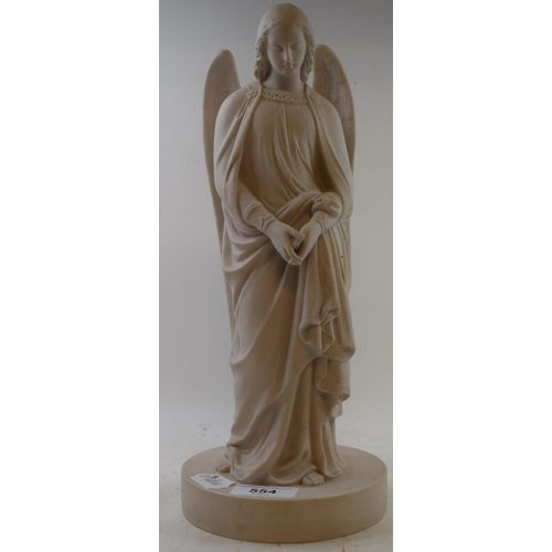 554 - A Mintons Parianware figure, of an angel, impressed mark to base, 32 cm high