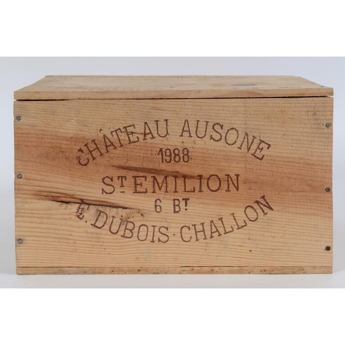 601 - Six bottles of Chateau Ausone St Emilion, 1988, in own wooden case See inside front cover colour ill... 