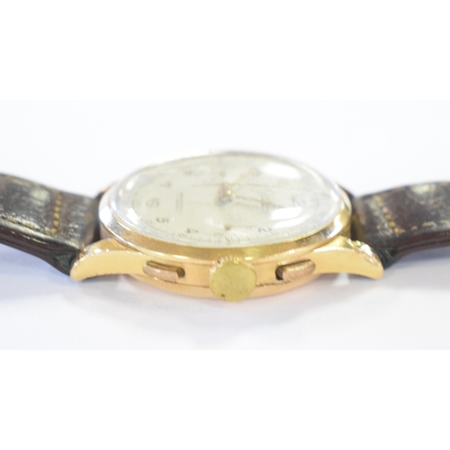 283 - A gentleman's 18ct gold Jollis chronograph wristwatch, with Arabic numerals and two subsidiary dials... 