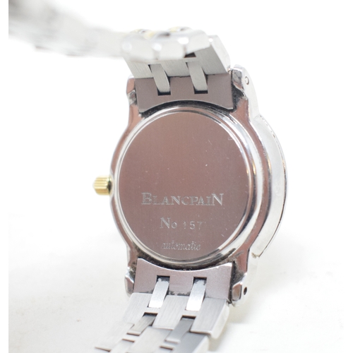 285 - A lady's stainless steel Blancpain automatic wristwatch, with date aperture and chain link strap See... 