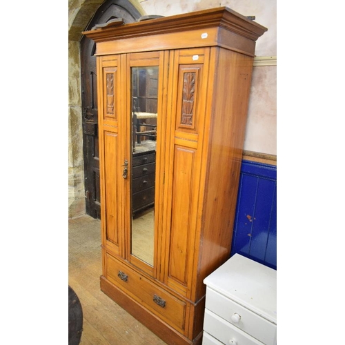 1140 - A school desk, 57 cm wide, a Shanks Argos WC, with wooden seat, a pine chest of drawers, two wardrob... 