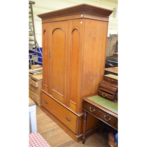 1140 - A school desk, 57 cm wide, a Shanks Argos WC, with wooden seat, a pine chest of drawers, two wardrob... 