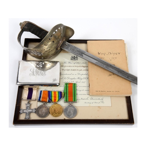 222 - A group of four medals, awarded to Captain Angus McKenzie Forsyth, comprising a Military Cross, Brit... 