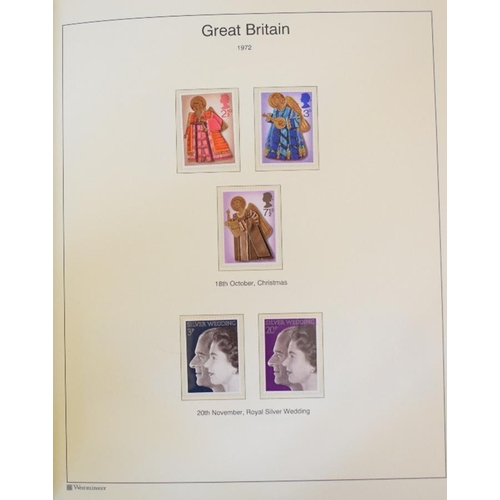 27 - Two Stanley Gibbons albums of GB stamps, another album of GB stamps, and a stock book of stamps, mos... 