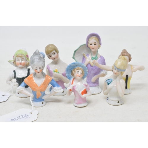 456 - Seven porcelain half dolls, the tallest 8 cm (7)