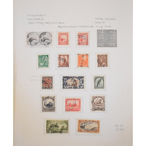 46 - A collection of New Zealand stamps, a specialised written up GVI collection on album leaves, with a ... 