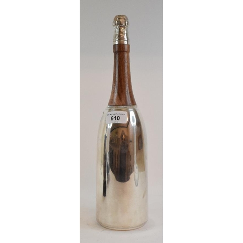 610 - A plated cocktail shaker, in the form of a champagne bottle