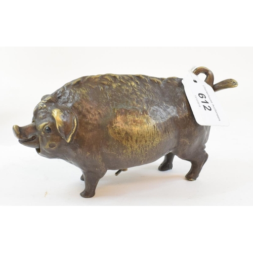 612 - A novelty table bell, in the form of a pig