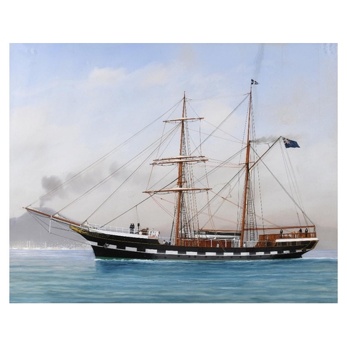 686 - English school, late 19th/early 20th century, a two masted yacht, near an Italian coastline, gouache... 