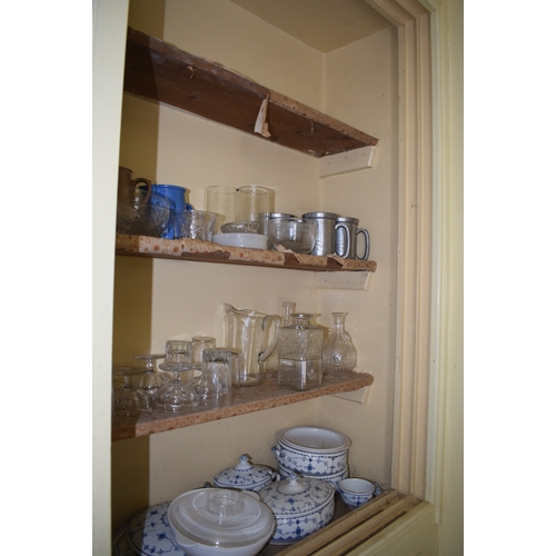 31 - Assorted ceramics and glass, including tea and dinner wares, in the Butler's pantry, removal cost C