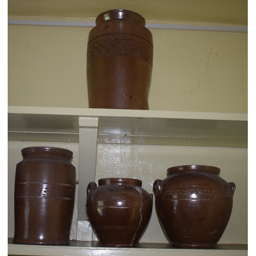 37 - Two pine tables, assorted storage jars, domestic and other items (the contents of the Pantry Room), ... 