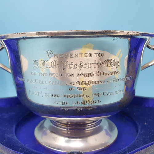 181 - ***Withdrawn***A George V silver two handled presentation cup, engraved Presented to R C D Prescott ... 