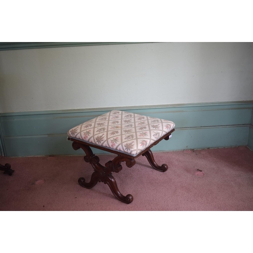 271 - A Victorian walnut X frame stool, 57 cm wide, removal cost A