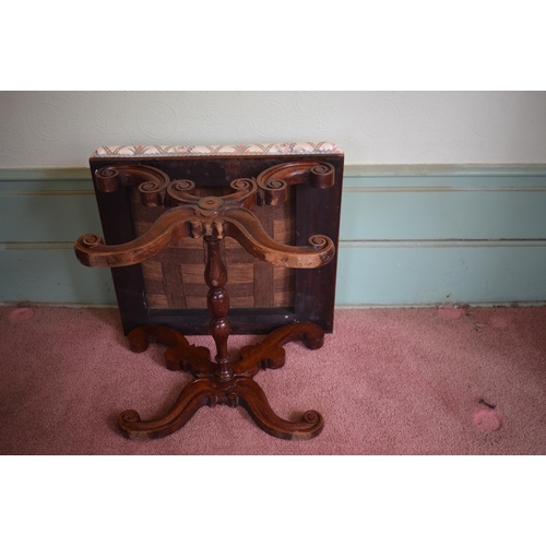 271 - A Victorian walnut X frame stool, 57 cm wide, removal cost A