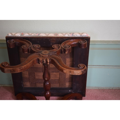 271 - A Victorian walnut X frame stool, 57 cm wide, removal cost A