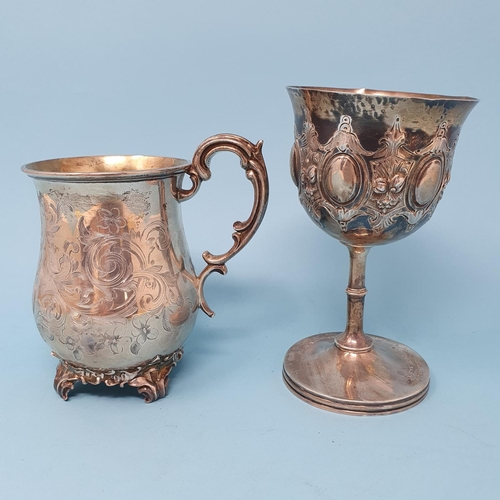 280 - A Victorian silver mug, London 1892, and a Victorian goblet, Sheffield 1862, 10 ozt, removal cost A