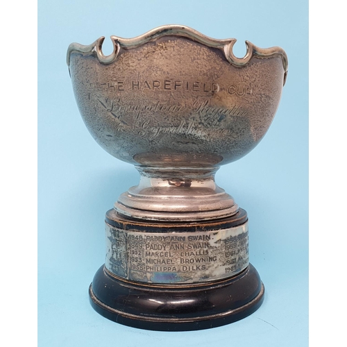 289 - A George V silver two handled trophy cup, Birmingham 1921, on an ebonised base, and an Edward VII pr... 