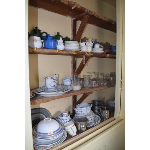 31 - Assorted ceramics and glass, including tea and dinner wares, in the Butler's pantry, removal cost C