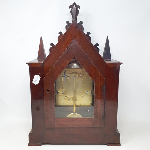 310 - A Victorian Gothic bracket clock, the 14 cm silvered dial with a ogee shaped top, signed Frodsham, G... 