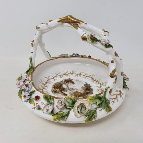 355 - A 19th century Rockingham porcelain basket, Salmon Pool near Exeter, 15 cm high, removal cost A