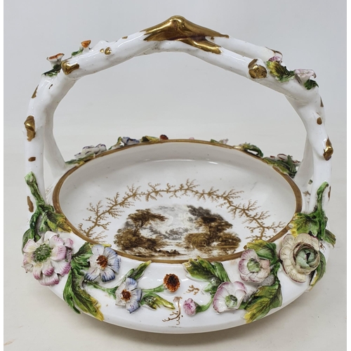 355 - A 19th century Rockingham porcelain basket, Salmon Pool near Exeter, 15 cm high, removal cost A