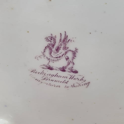 355 - A 19th century Rockingham porcelain basket, Salmon Pool near Exeter, 15 cm high, removal cost A