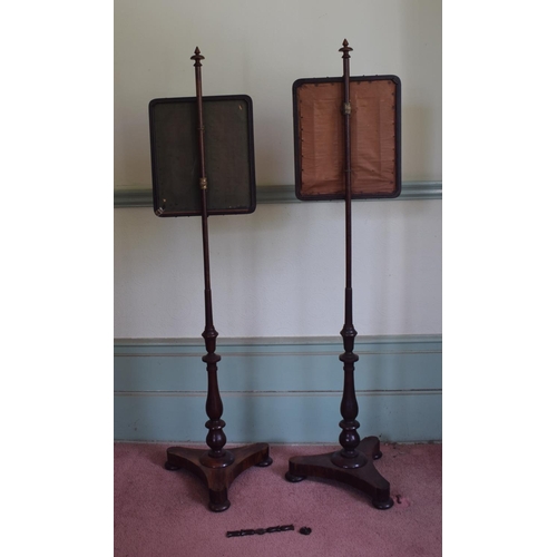 360 - A pair of early Victorian rosewood pole screens, with needlework panels (2), removal cost B