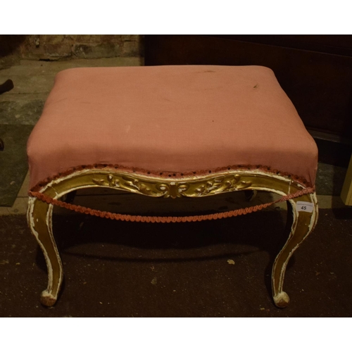 45 - A French style giltwood stool, on cabriole legs, 56 cm wide, removal cost A