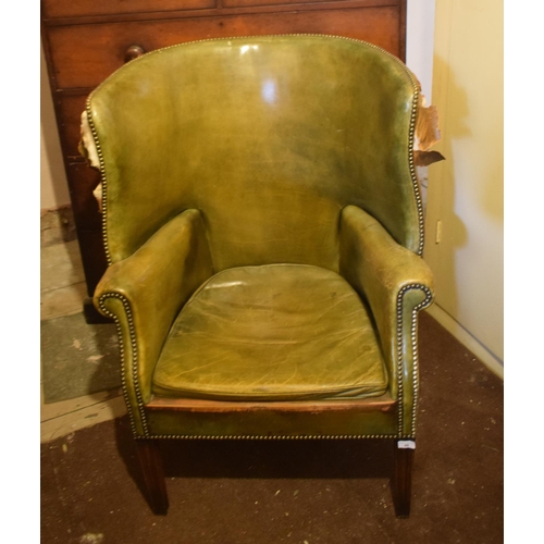 46 - A George III style leather upholstered armchair, on tapering chamfered square front legs, removal co... 