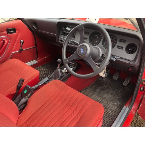 60 - A 1979 Ford Capri 1.6 GL 
Registration number AEU 475V
MOT expired in June 2019
Red with a red inter... 