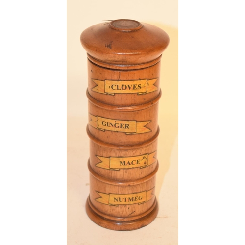 656 - A modern treen spice tower, 21 cm high
