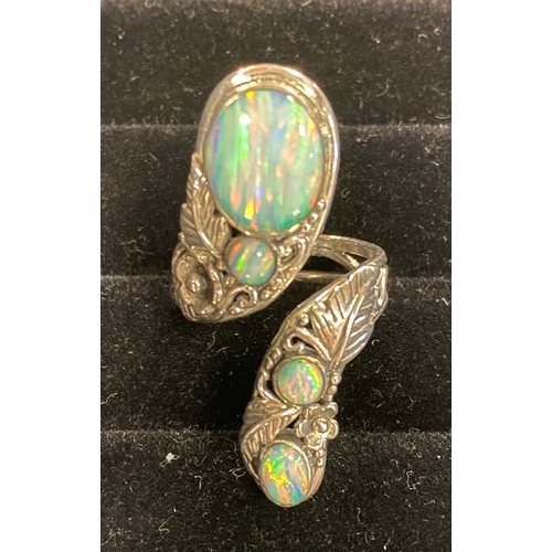 243 - A silver and opal naturalistic ring, approx. ring size N½