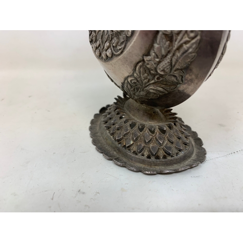 14 - An Indian silver coloured metal rosewater sprinkler, 31 cm high