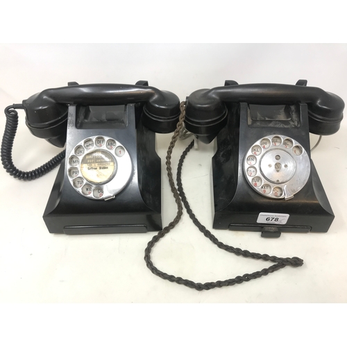 678 - Two Bakelite spin dial telephones (2)