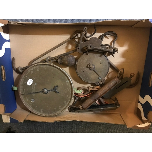 693 - A Salter's scale, and other scales (box)