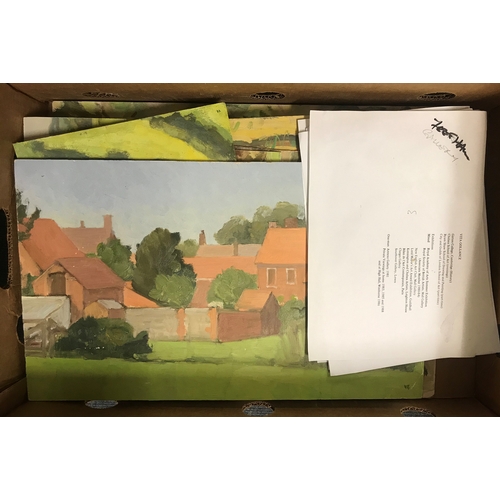 697 - Vita Gollancz, houses, oil on board, initialled, 29 x 49 cm, and others by the same, all unframed (b... 