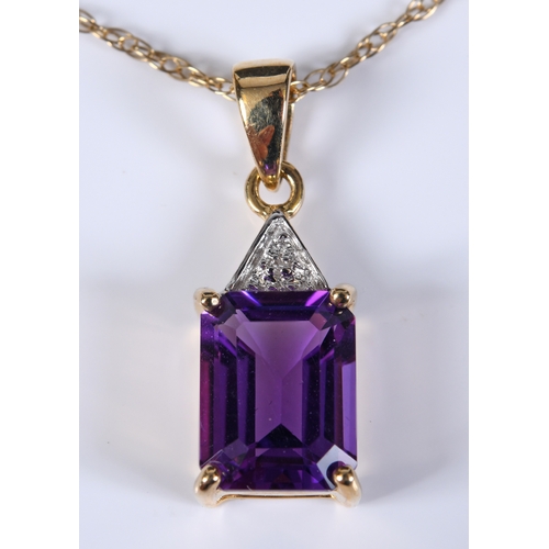 354 - A 9ct gold, amethyst and diamond necklace