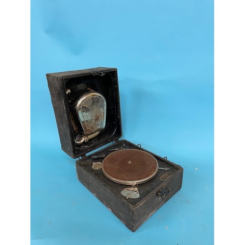 21 - A Decca portable gramophone, 31 cm wide, and two others (3)