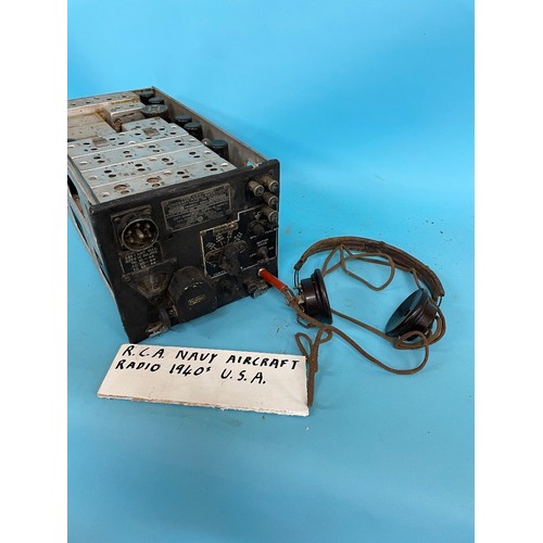 72 - A R.C.A. navy aircraft radio, type CRV-46151, with headphones, 22 cm wide