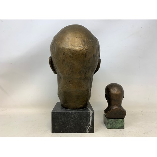 416 - A spelter bust of Vladimir Lenin, 28 cm high, and another, 12 cm high (2)