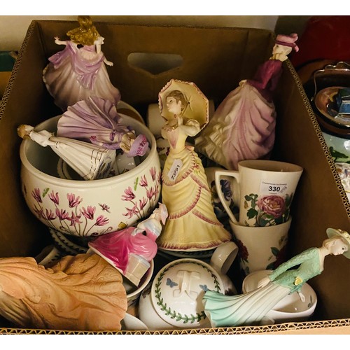 330 - A Portmeirion Botanic Garden part service, assorted porcelain figures and other items