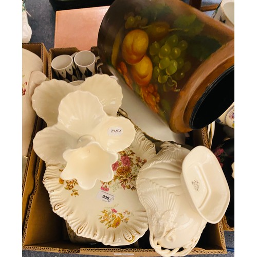 336 - A 19th century cheese dish and cover, a creamer jug, and other ceramics (4 boxes)