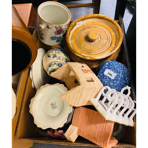 336 - A 19th century cheese dish and cover, a creamer jug, and other ceramics (4 boxes)