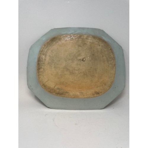 657 - An early 19th century Chinese meat plate, decorated dwellings and flowers in underglaze blue, 45.5 c... 