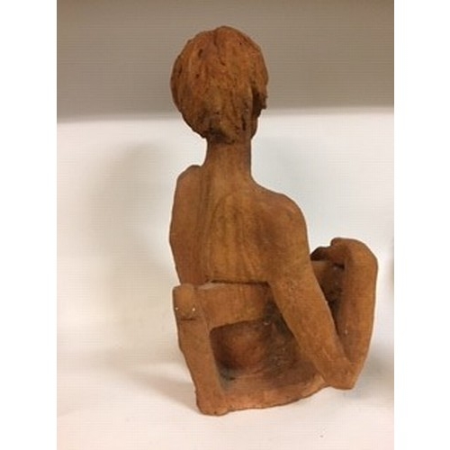 613 - An earthenware sculpture, of a nude lady, 56 cm high