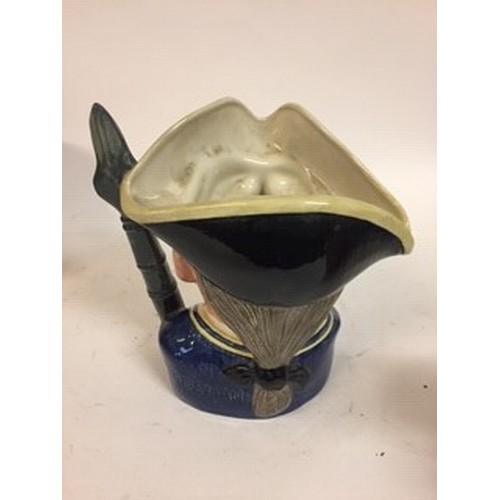 612 - A Royal Doulton character jug, the Golfer D6623, The Guardsman D6568, The Night Watchman D6569, Auld... 