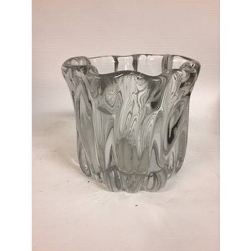 611 - A modern clear glass vase, indistinctly signed, 18 cm high
