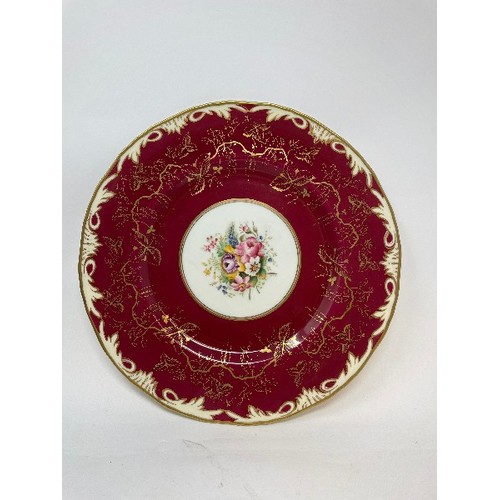 619 - Five Royal Worcester cabinet plates, a pair of glass decanters, and various other ceramics (box)